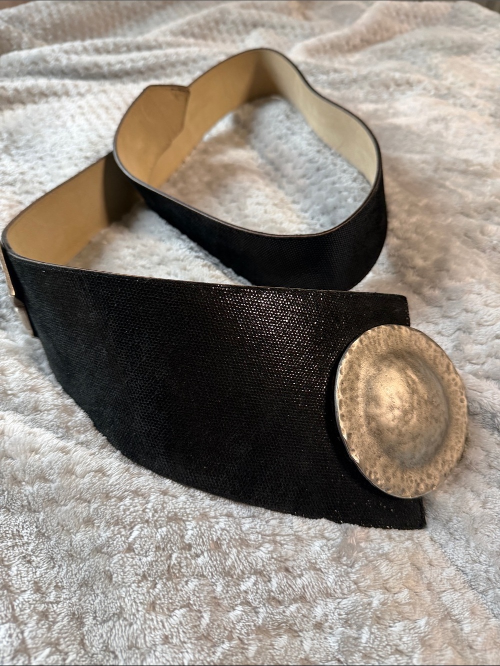 Anthony Alexander Wide Black Women's Fashion Belt with Silver Medallion